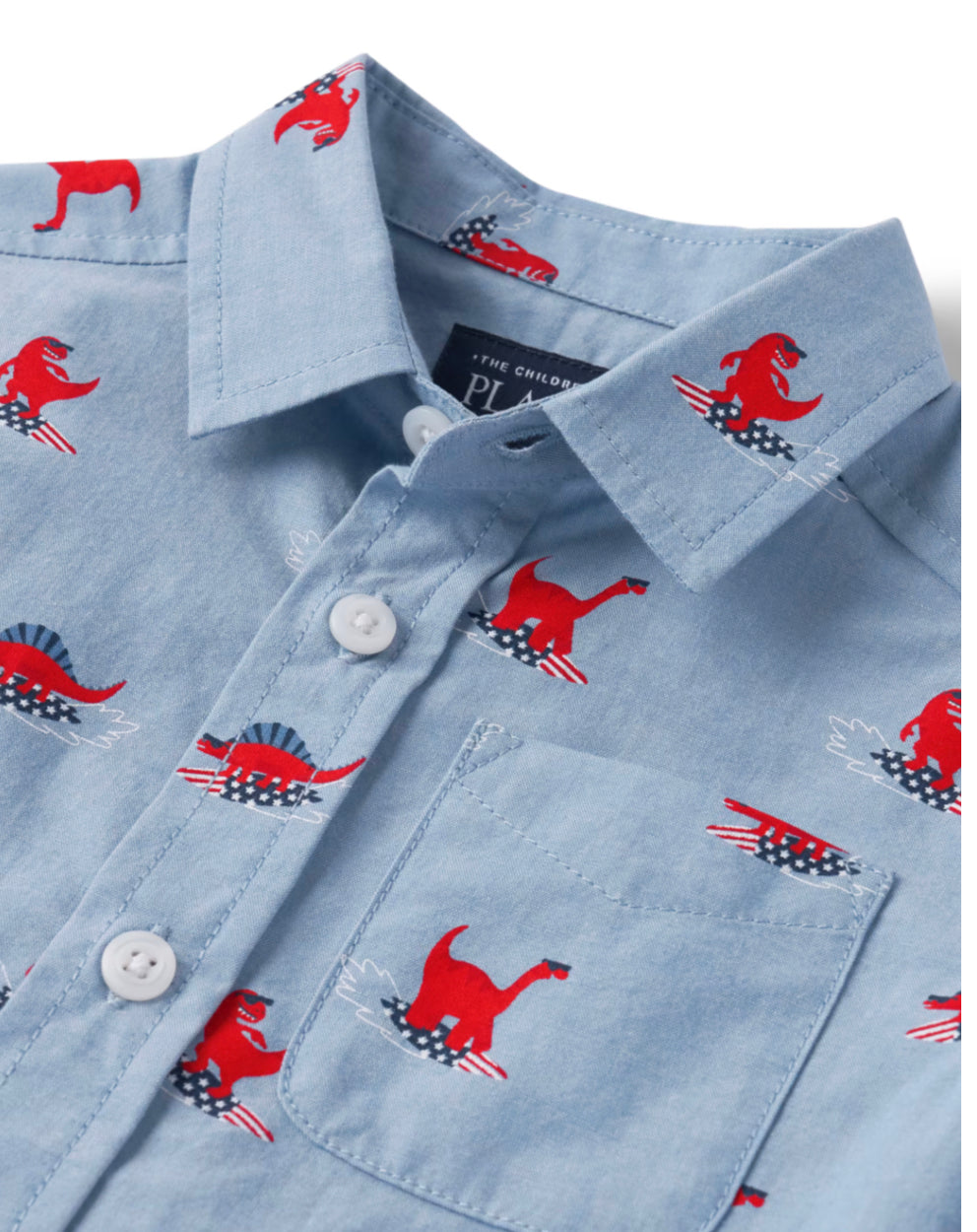 Camisa formal azul celeste dinosaurios Childrens Place niño