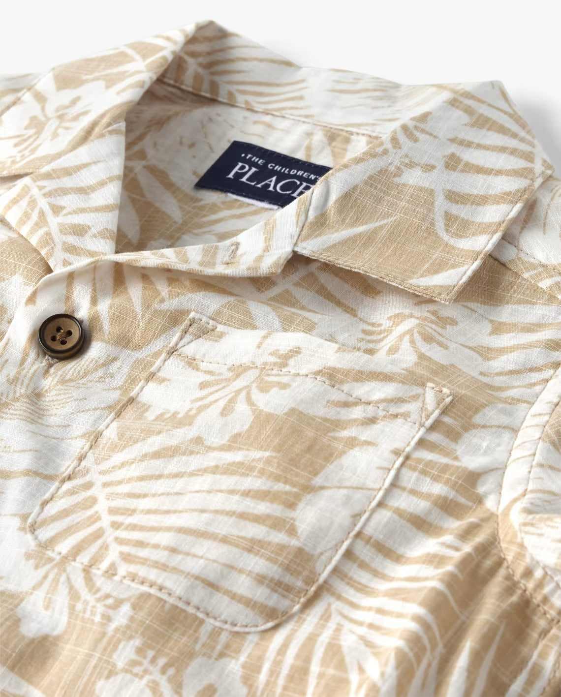 Camisa hawaiana beige hojas blancas Childrens Place niño