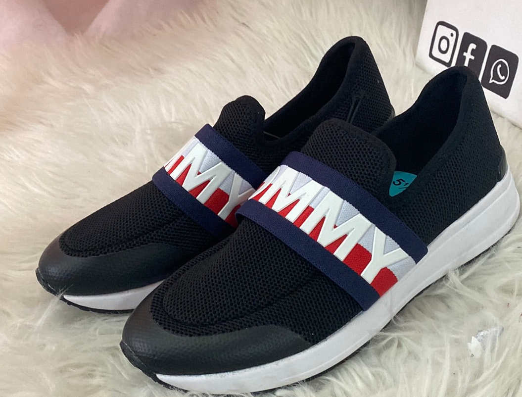 Tenis tommy zapatos negros unisex niña niño dama promo