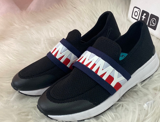 Tenis tommy zapatos negros unisex niña niño dama promo