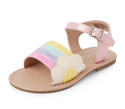 Sandalias Childrens Place niña flor blanca colores glitter 3038