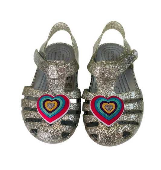 Crocs gris glitter niña