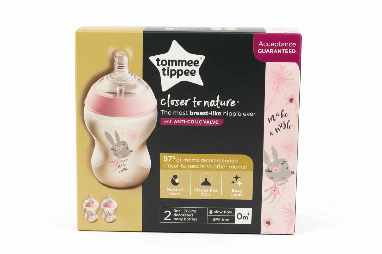 Set pepe biberon Rosado Anti Colico 2 unidades tommee tippee bebe niña