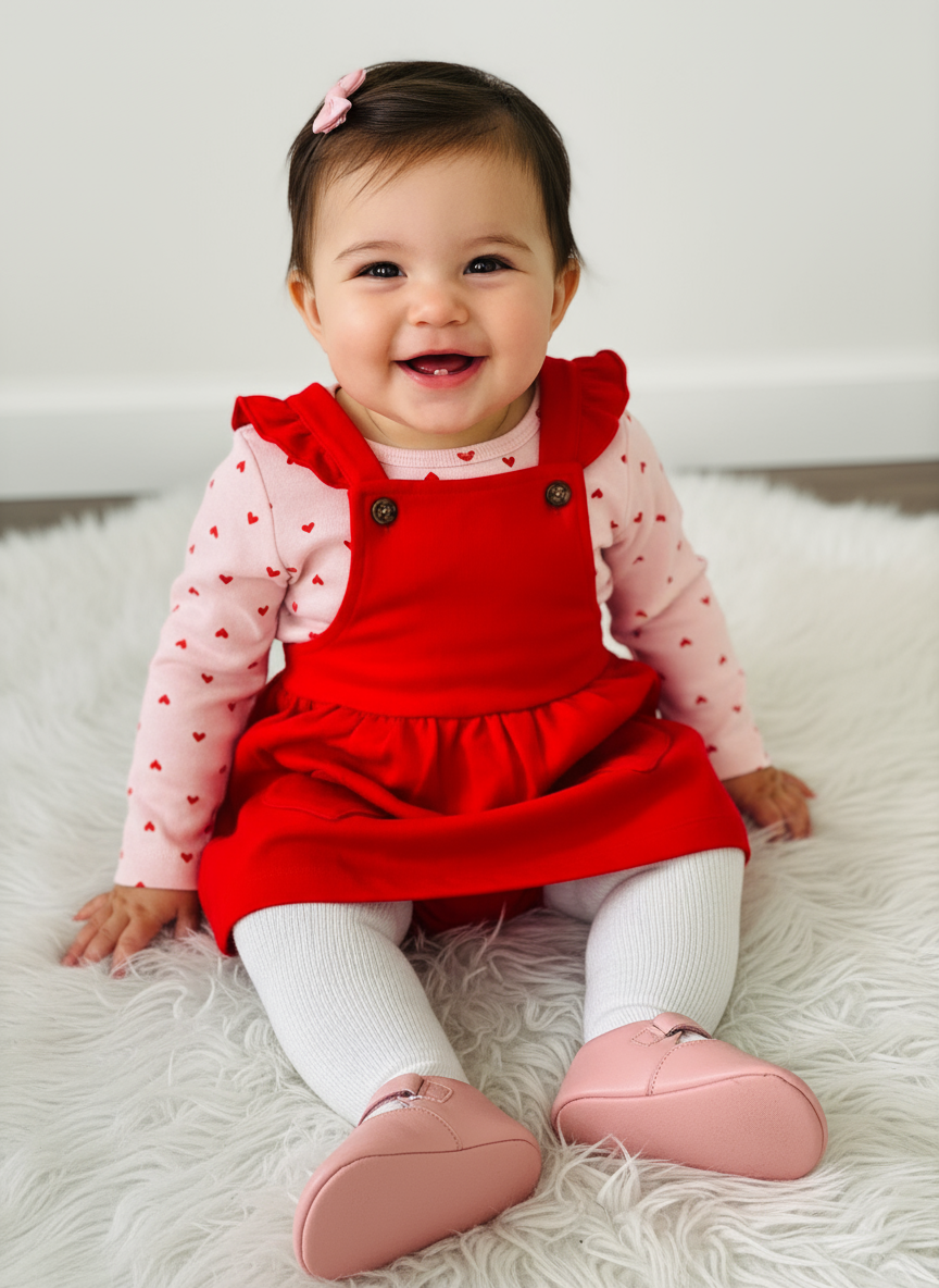Vestido rojo overall  corazones carter's