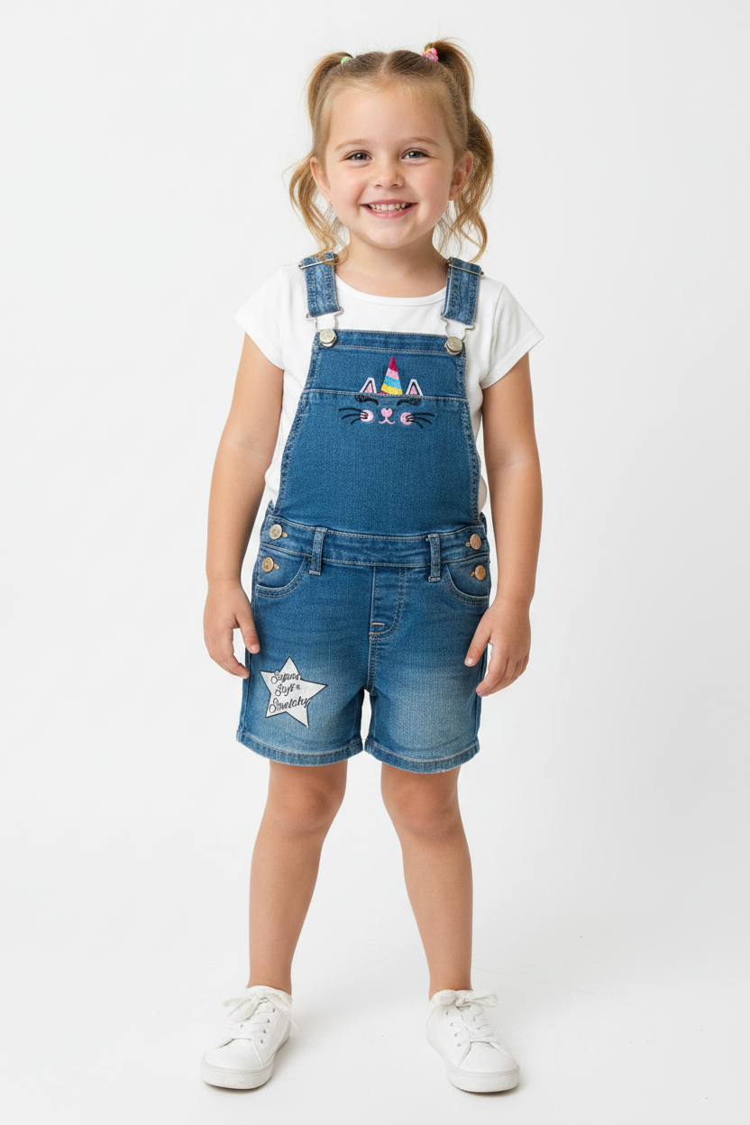 Overall jeans niña promo 2x1000 unicornio