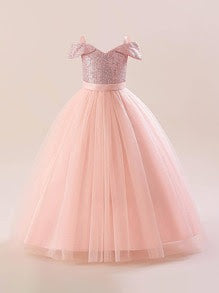Vestido lentejuelas rosado gala eventos largo