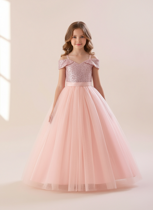 Vestido lentejuelas rosado gala eventos largo