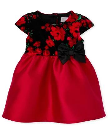 Vestido rojo flores 10255856 Childrens Place 3m a 24m