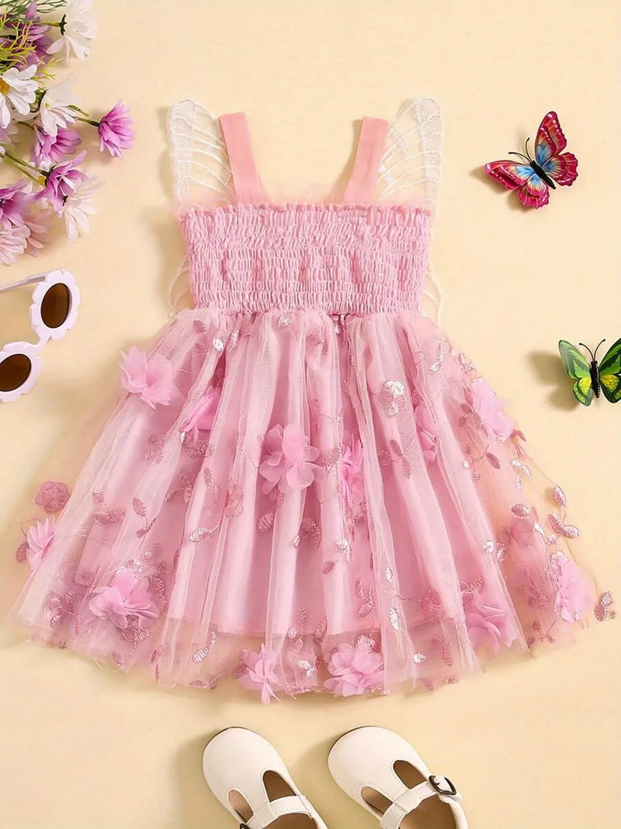 Vestido rosado mariposa bebe niña