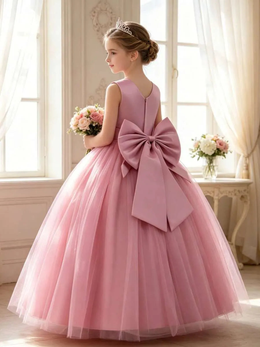 Vestido rosado gala diamante gris niña sk2405049381219723