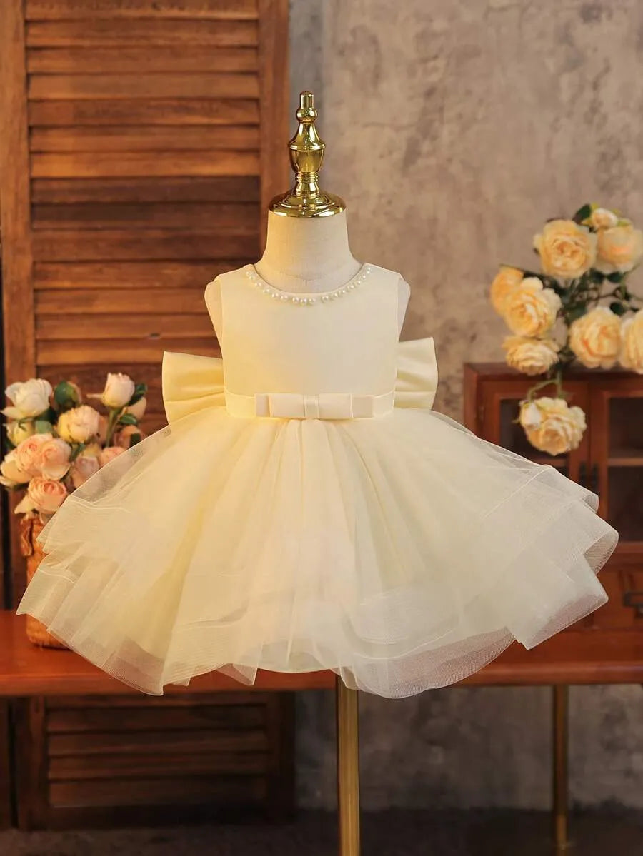 Vestido beige gala bebe niña sa251217101329982429891