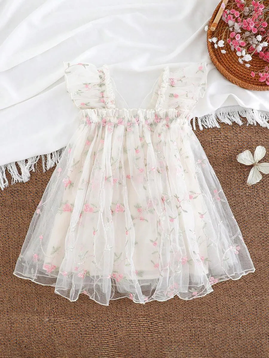 Vestido blanco mariposa bebe niña sa25031839122965516