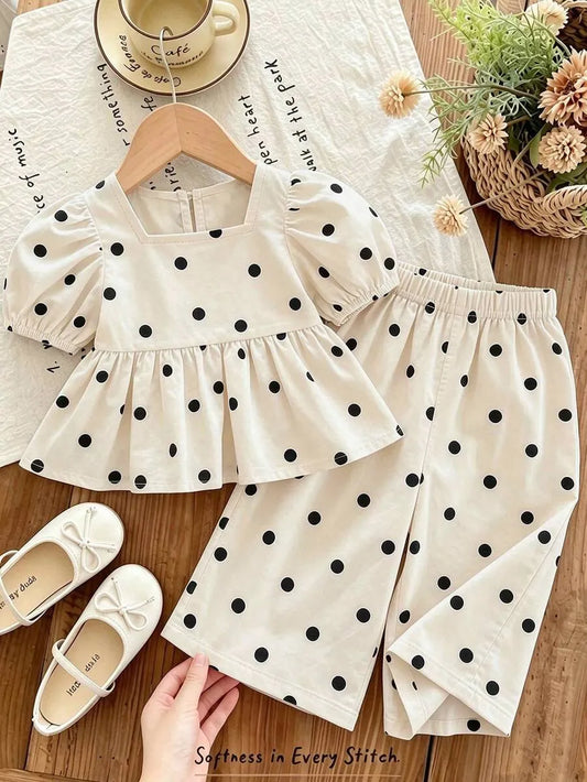 Set conjunto 2 piezas camisa pantalon puntos blanco niña sk260418020080409962782