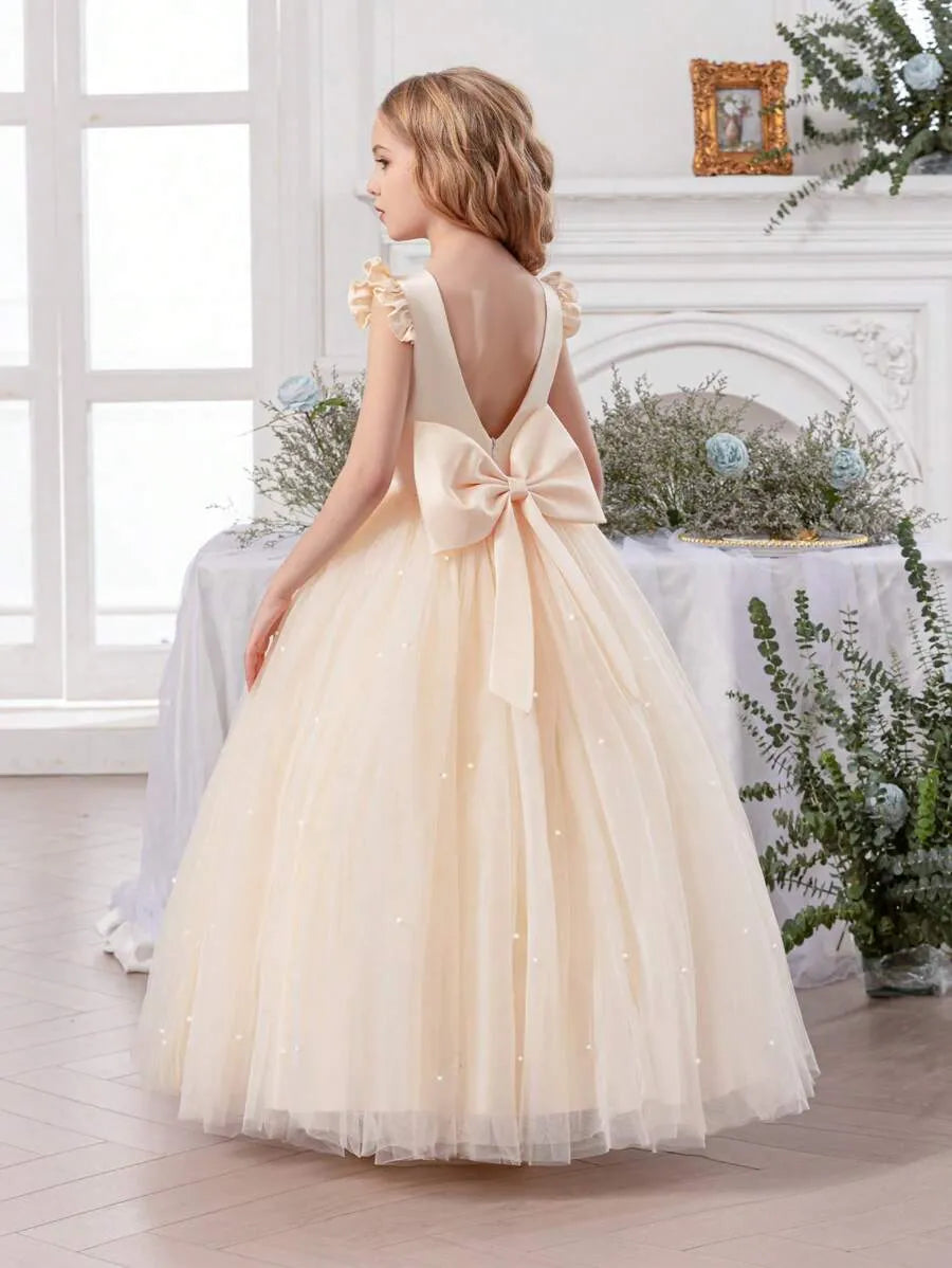 Vestido champange beige niña gala sk25062091441685177