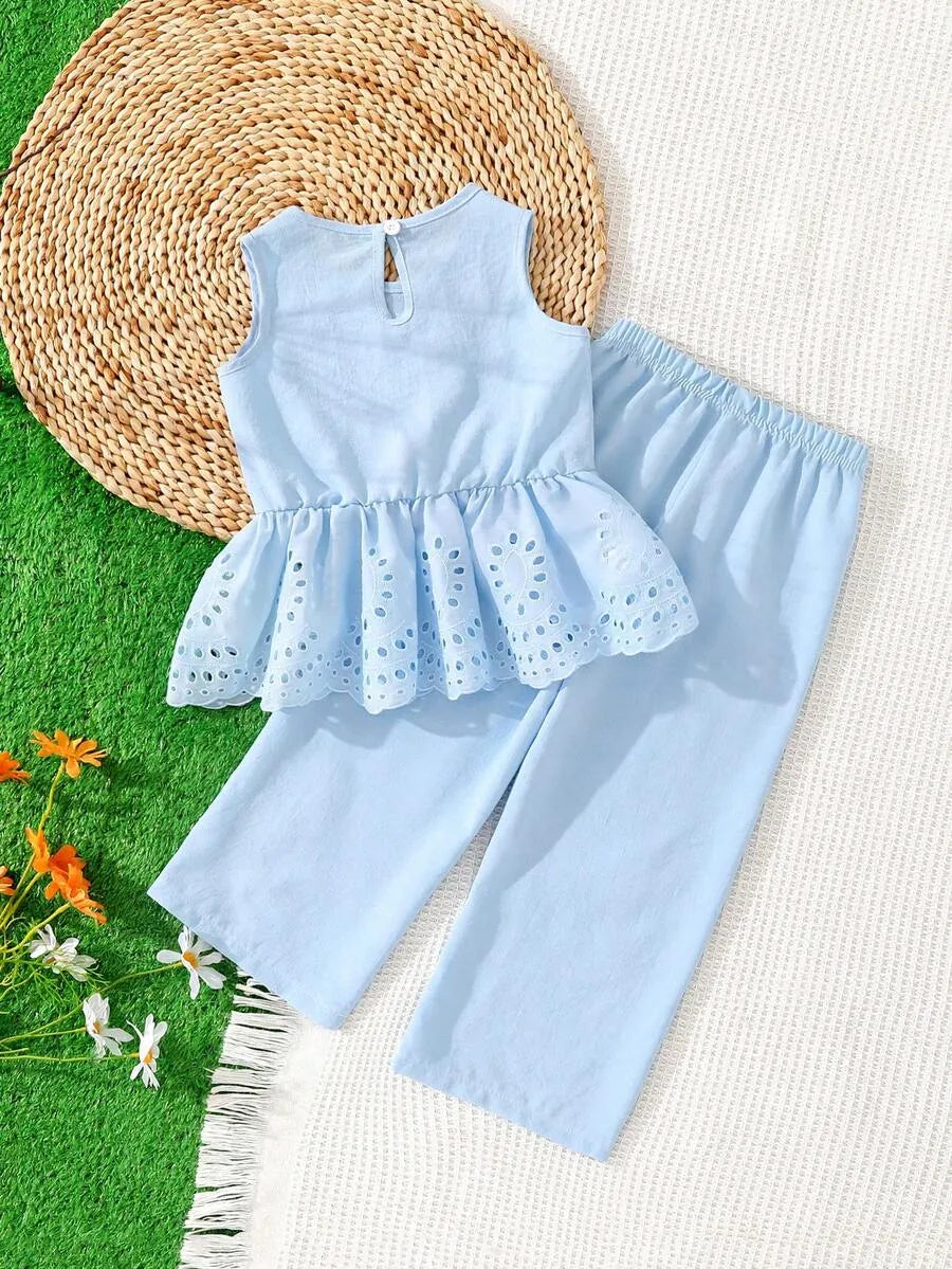 Set conjunto 2 piezas camisa pantalon azul celeste rayas niña sk260416173536942681444