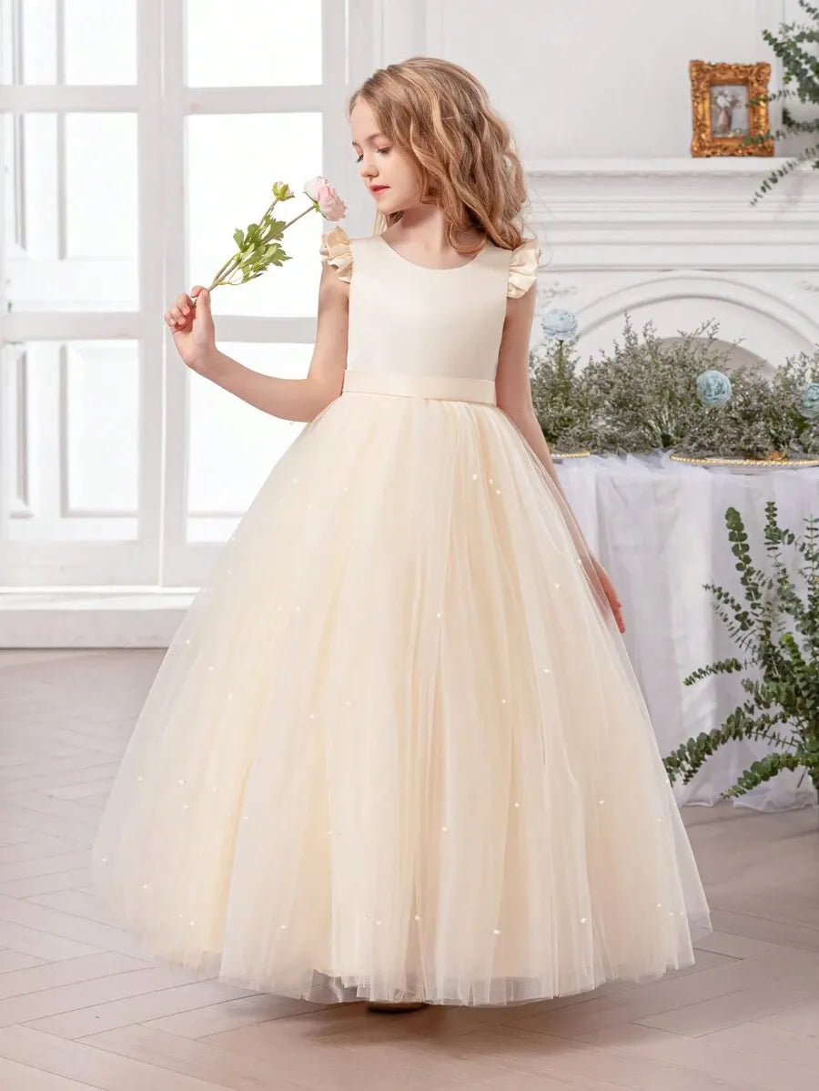 Vestido champange beige niña gala sk25062091441685177