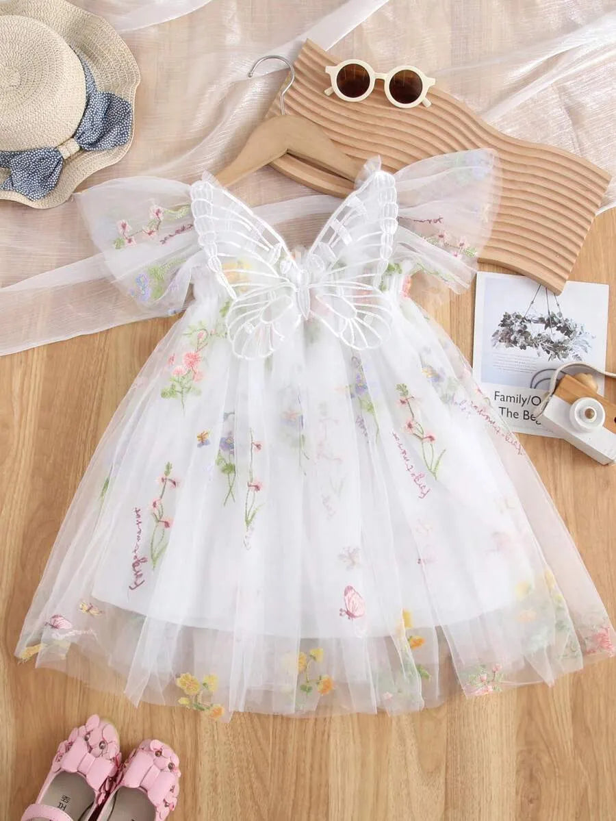 Vestido blanco flores mariposa bebe niña sk2406246003060287