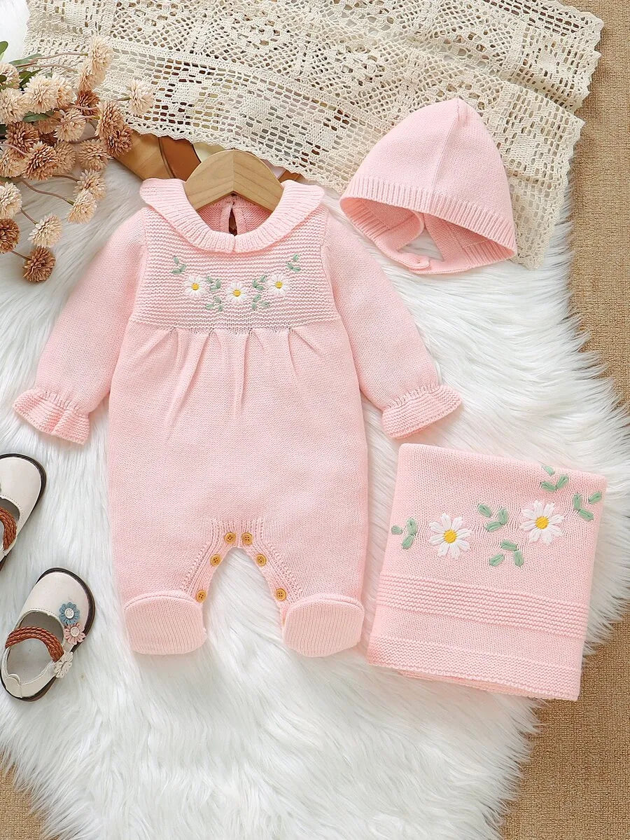 Set 3 piezas gorro mameluco sabana rosada bebe niña salida hospital sa260719181191404050988