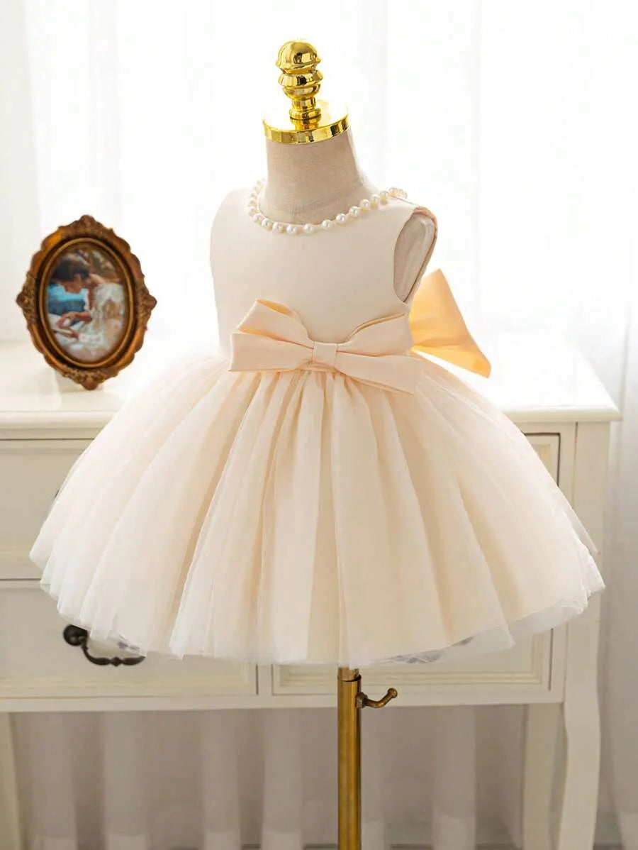 Vestido beige gala bebe niña chongo sa25021372827231832