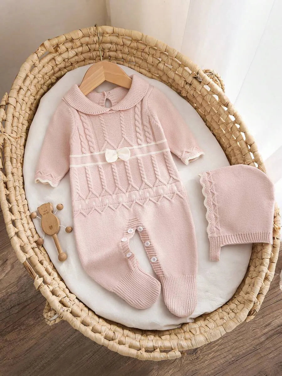 Set 2 piezas mameluco gorro rosado bebe niña salida hospital sa260608092490380588981