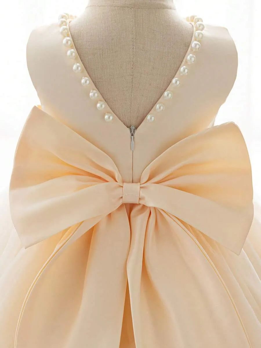 Vestido beige gala bebe niña chongo sa25021372827231832