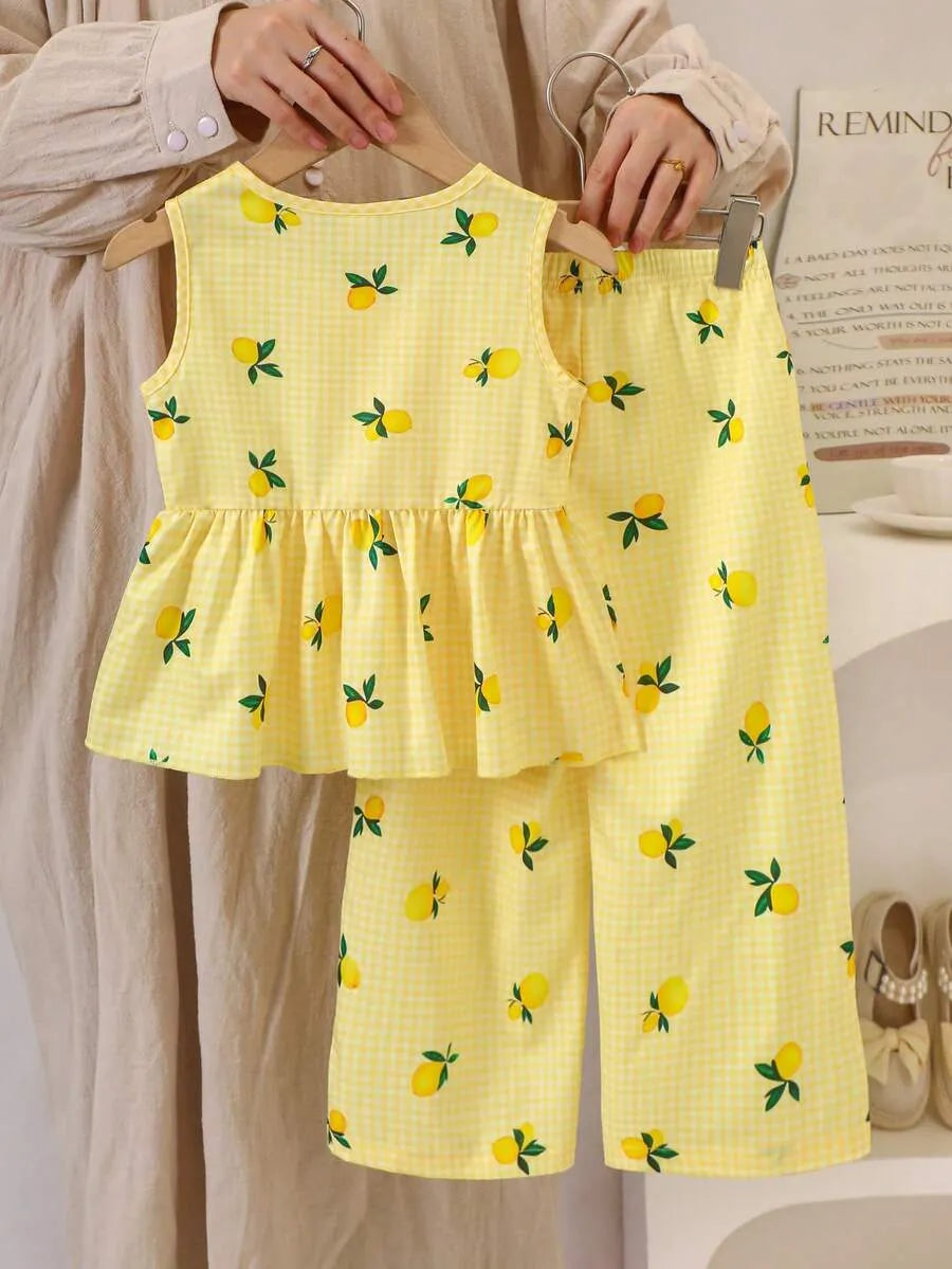 Set conjunto 2 piezas camisa pantalon amarillo limones niña sk260318204298908144103