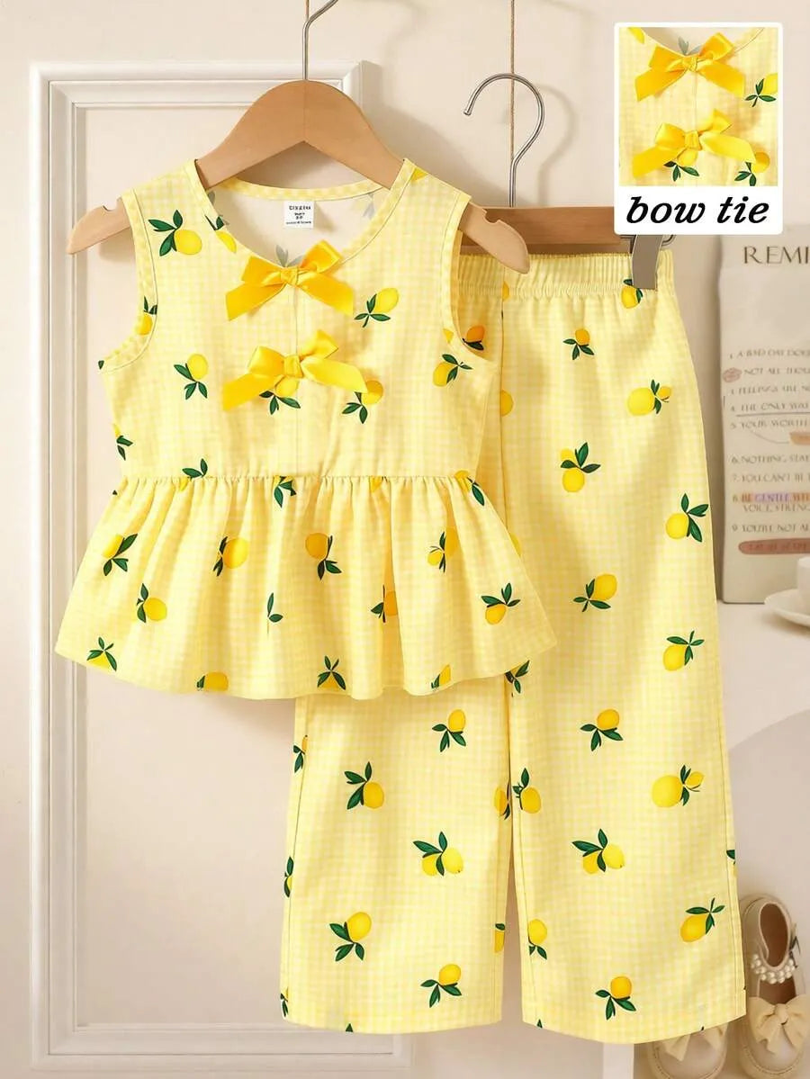Set conjunto 2 piezas camisa pantalon amarillo limones niña sk260318204298908144103