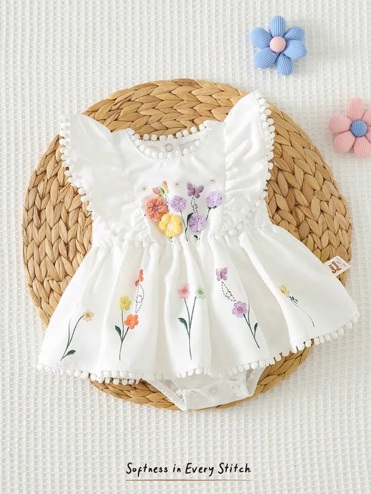Vestido blanco flores bebe niña sa251205714319125701