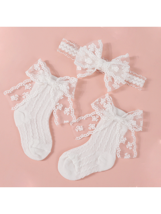 Set 3 piezas diadema calcetines bebe niña sa2405152591947282