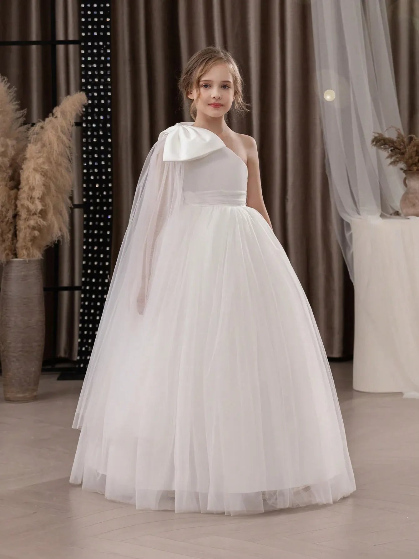 Vestido blanco chongo evento gala niña sk25080143748338364