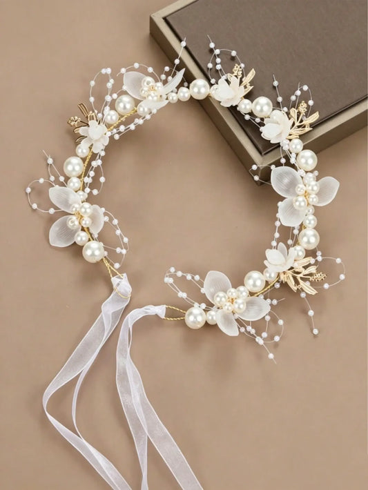 Diadema flores gala bautizo blanca bebe niña sk2312211259425305