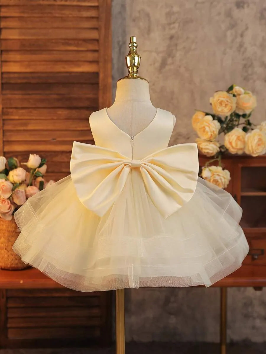 Vestido beige gala bebe niña sa251217101329982429891