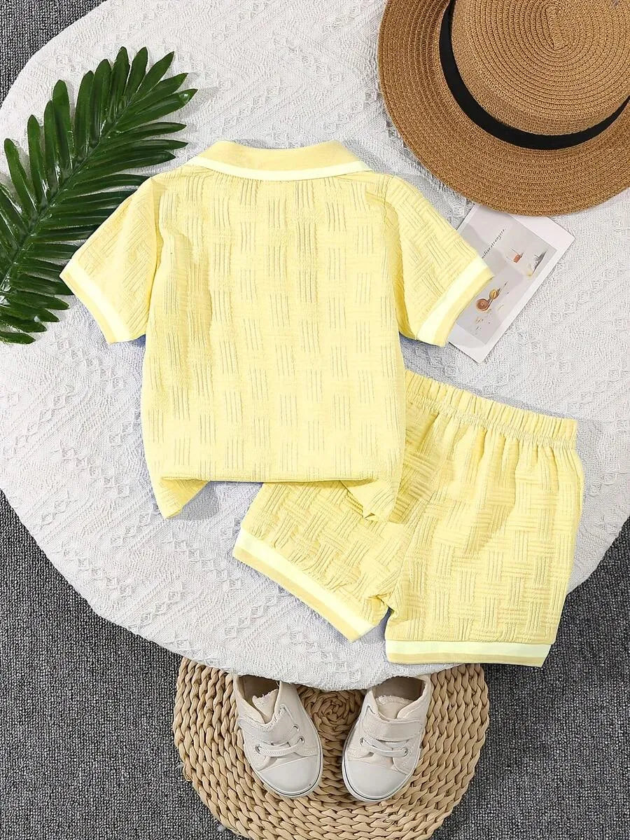 Set conjunto 2 piezas camisa short amarillo bebe niño sa25021922723776665