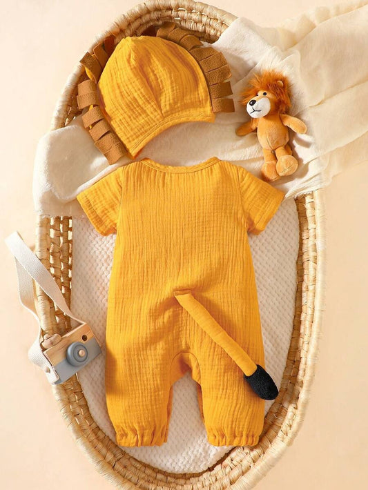 Set conjunto 2 piezas gorro mameluco leon amarillo bebe niño sa25102235524545858