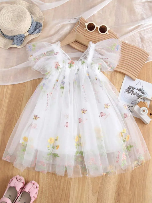 Vestido blanco flores mariposa bebe niña sk2406246003060287