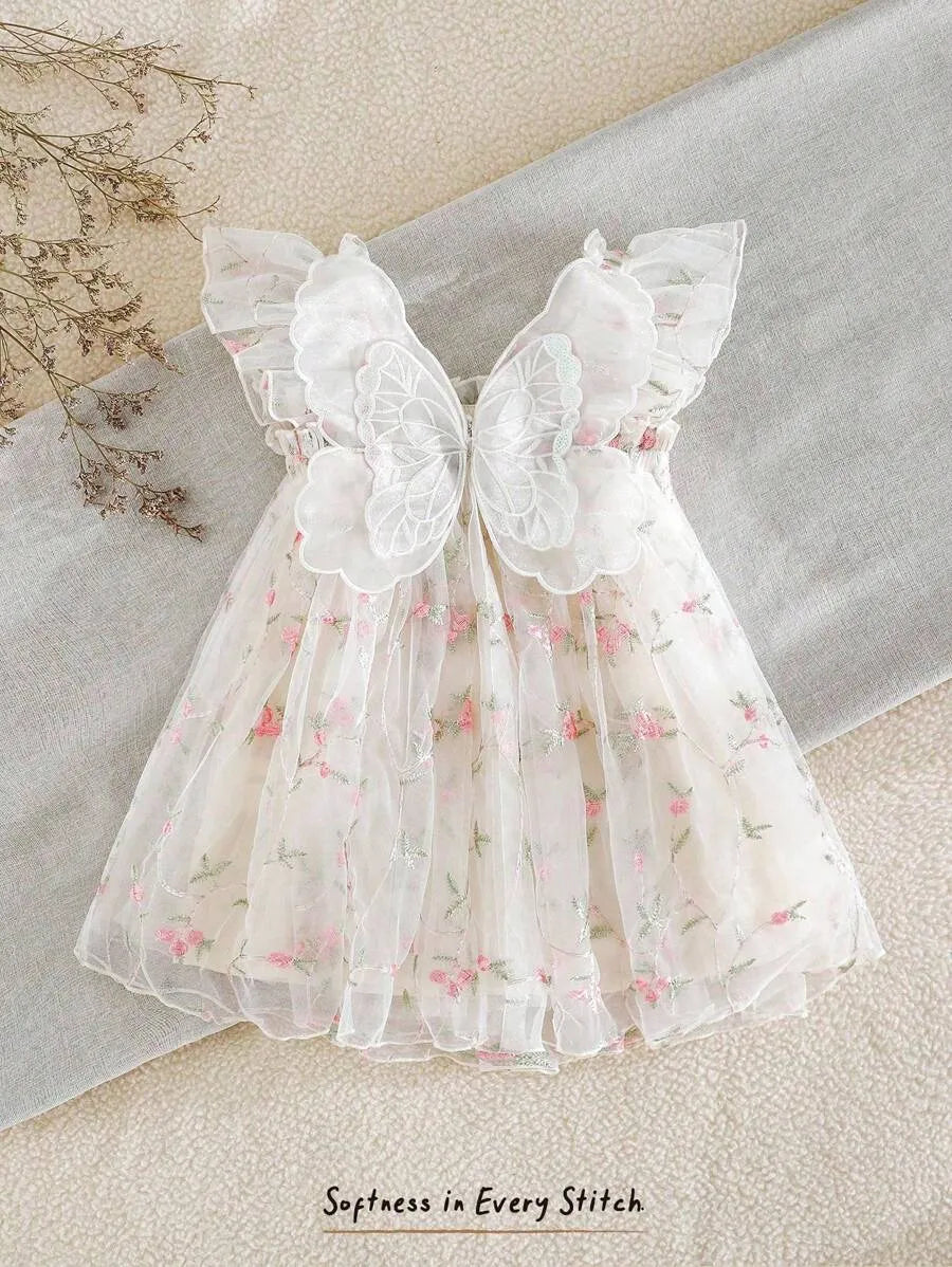 Vestido blanco mariposa bebe niña sa25031839122965516