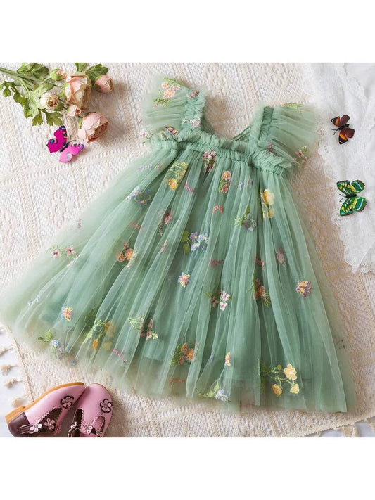Vestido verde mariposa bebe niña sa25050908778121010 gala
