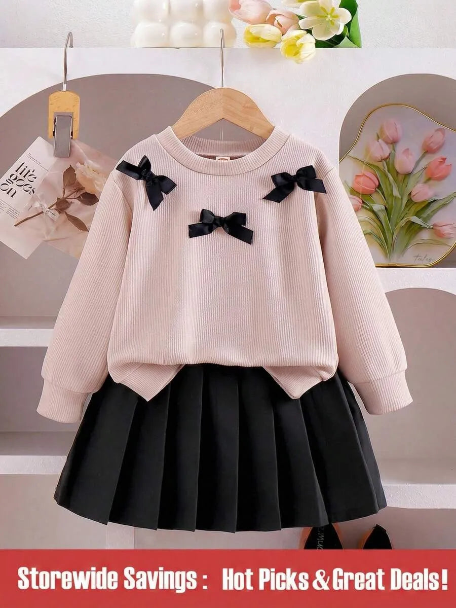 Set conjunto camisa sueter rosada chongo negro falda negra sk2410231266711131