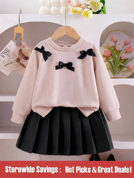 Set conjunto camisa sueter rosada chongo negro falda negra sk2410231266711131