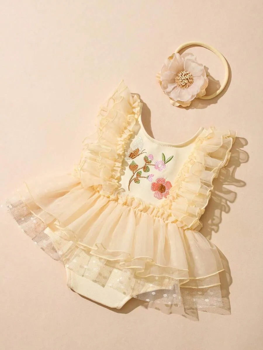 Set 2 piezas vestido amarillo diadema sa260324175568727033759