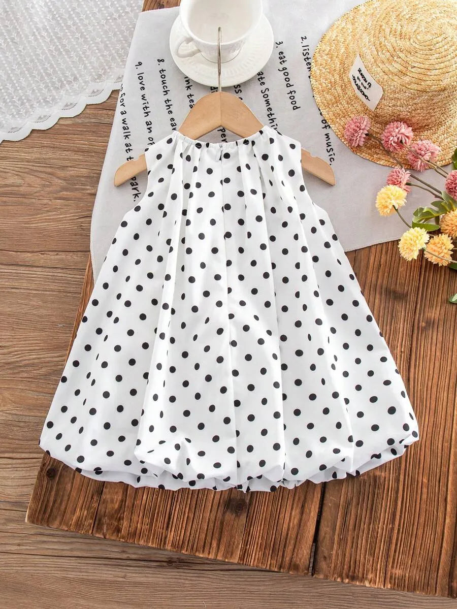 Vestido puntos polka dot blanco negro chongo bebe niña sa251206194311198364