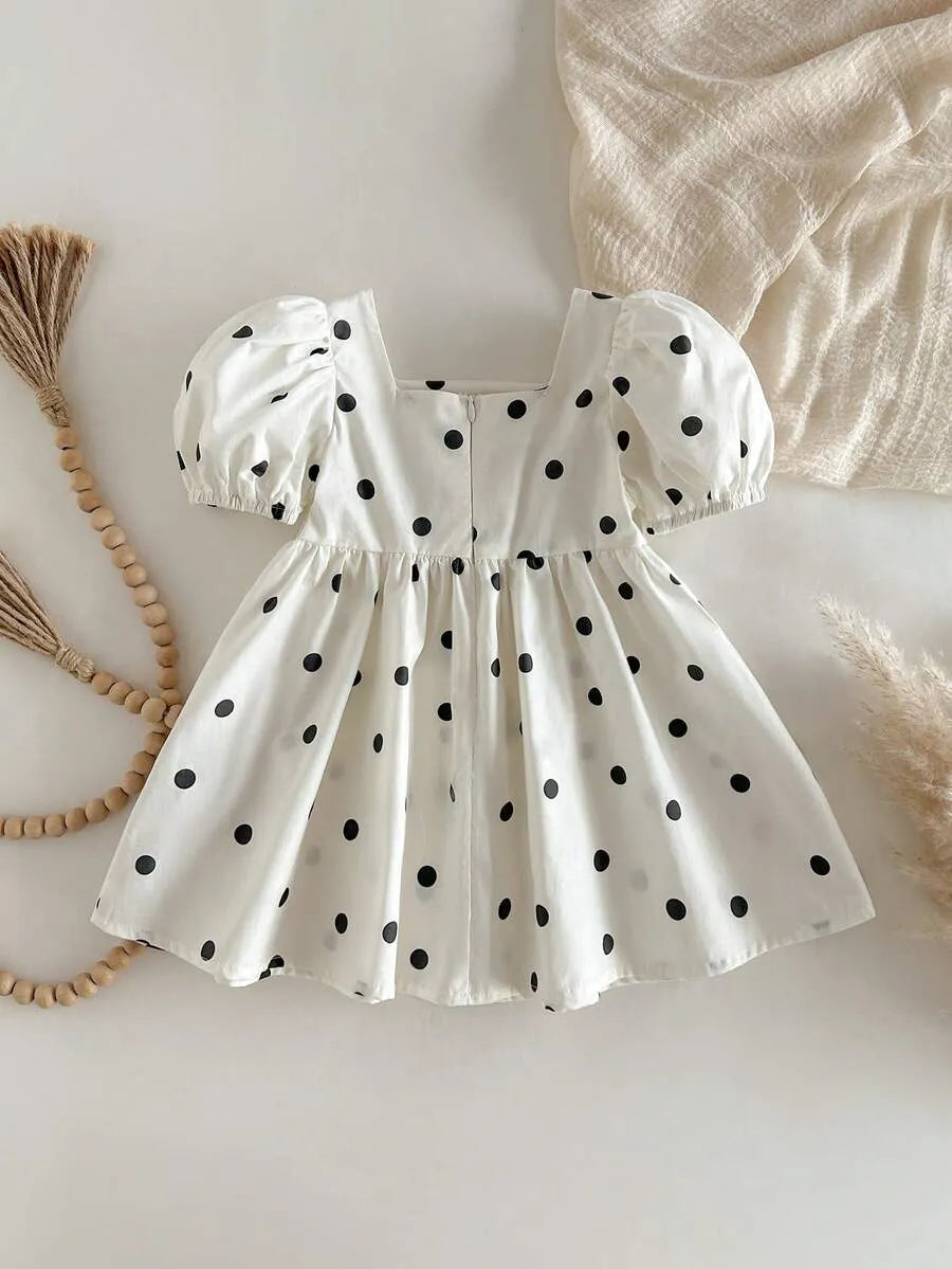 Vestido puntos polka dots blanco niña sk260414203500044079114