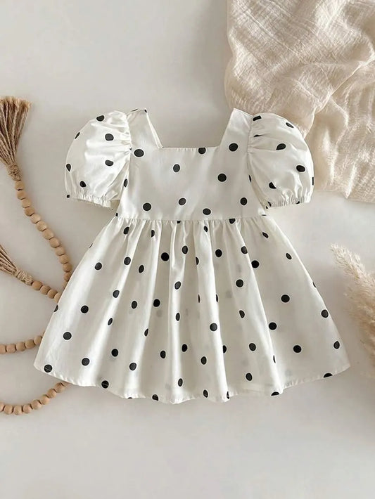 Vestido puntos polka dots blanco niña sk260414203500044079114