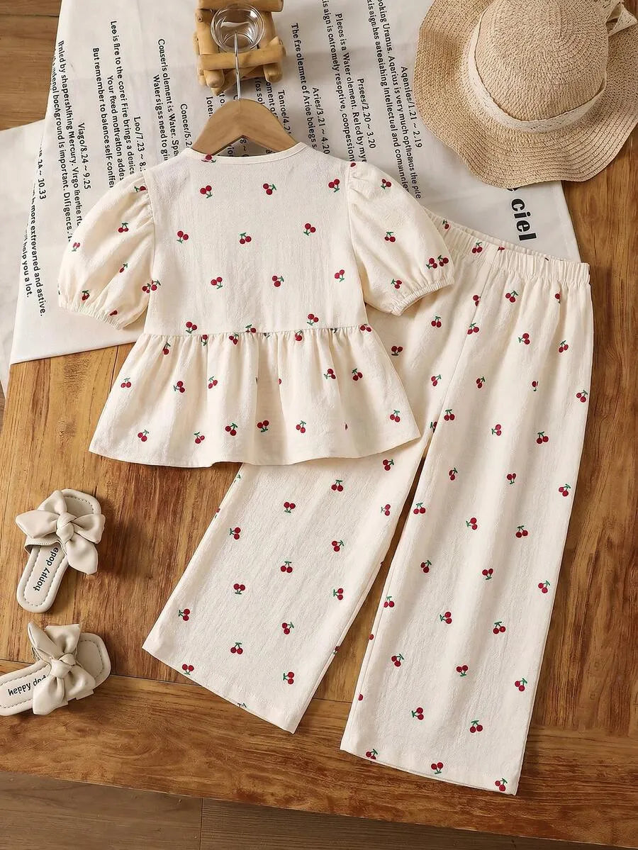 Set conjunto 2 piezas camisa pantalon cerezas cherry niña sk260413140468386253057