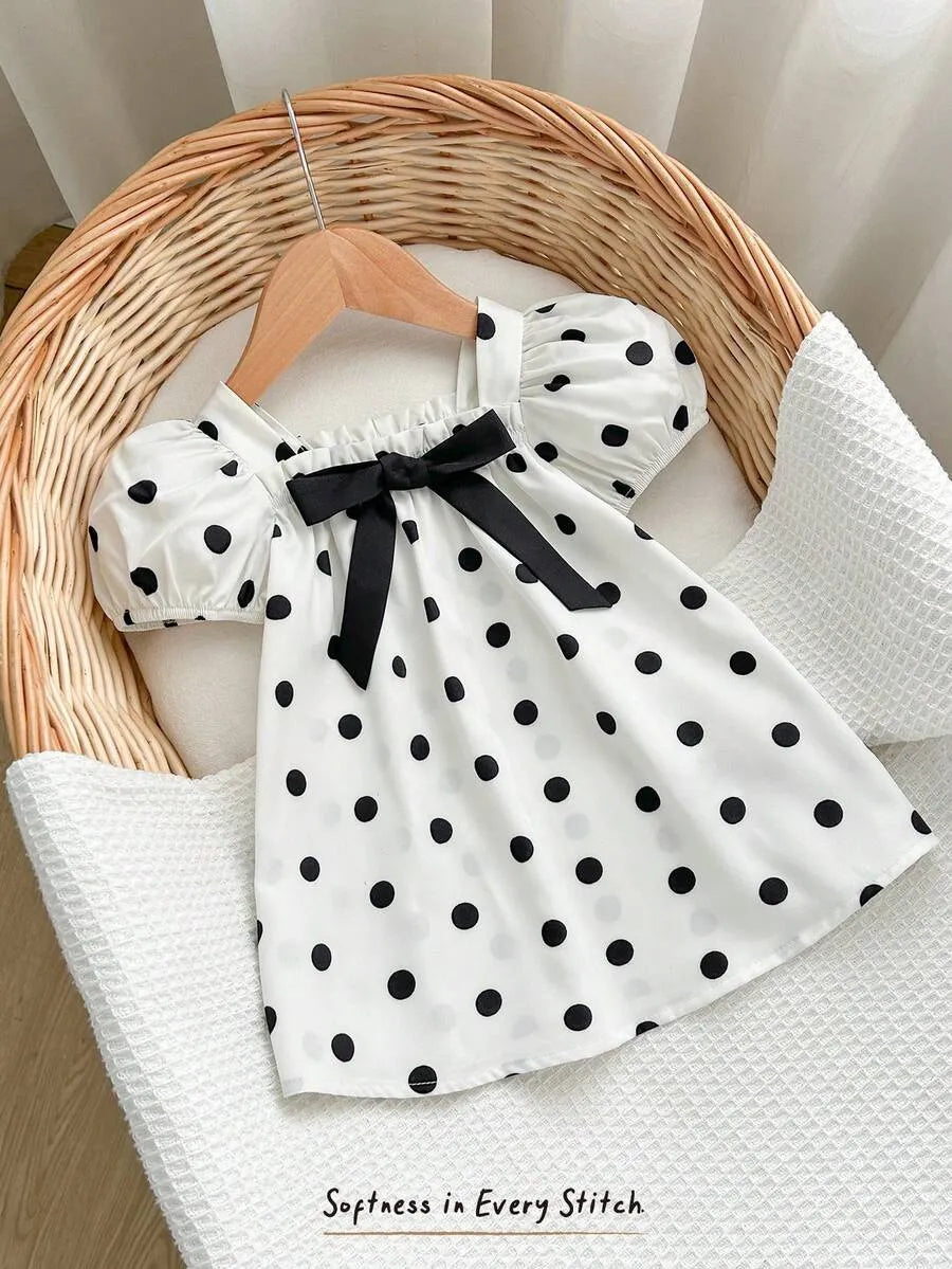 Vestido blanco negro puntos polka dot bebe niña sa260328160245794800682