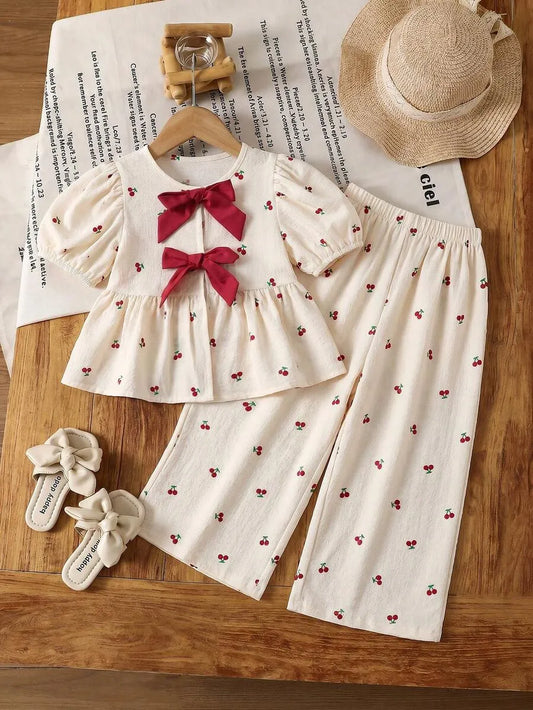 Set conjunto 2 piezas camisa pantalon cerezas cherry niña sk260413140468386253057