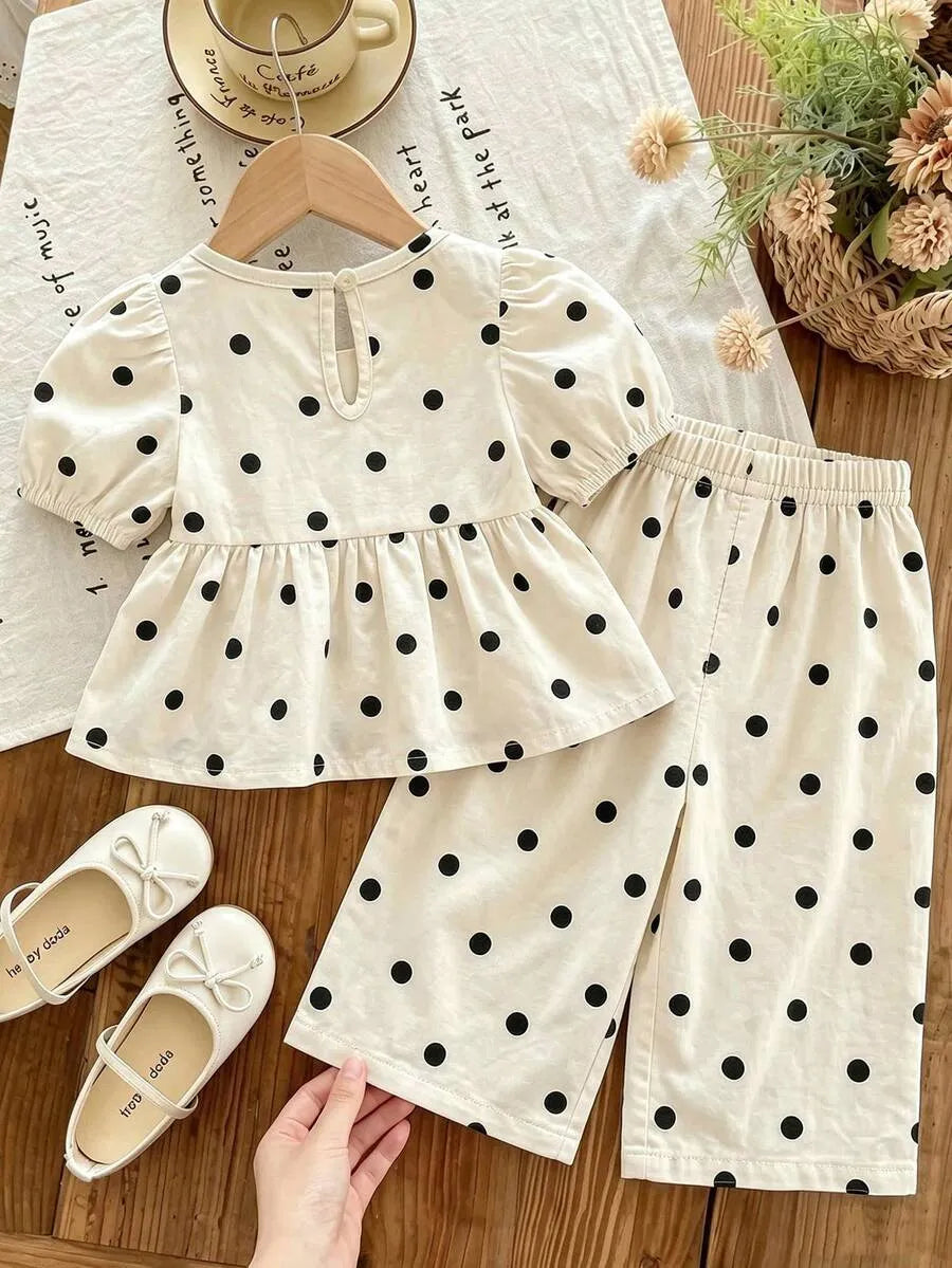Set conjunto 2 piezas camisa pantalon puntos blanco niña sk260418020080409962782