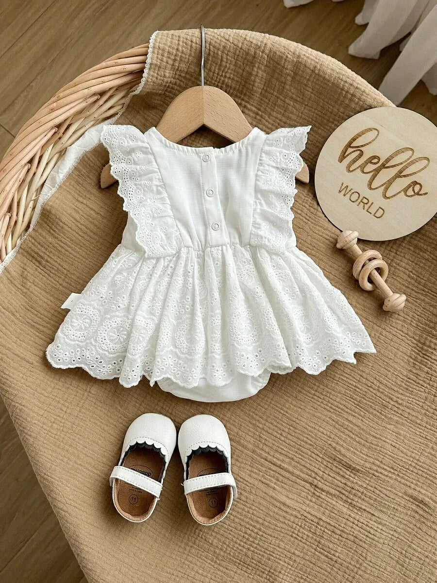 Vestido mameluco blanco bebe niña sa251122992592532223