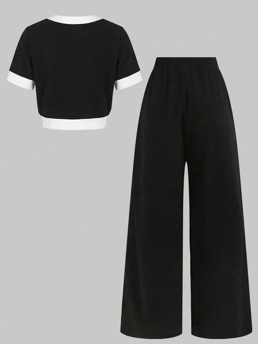 Set conjunto 2 piezas camisa pantalon negro niña