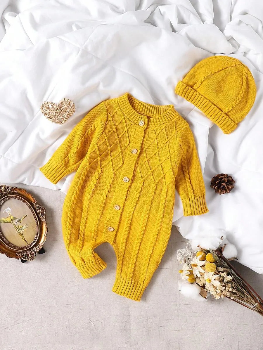 Set conjunto 2 piezas mameluco gorro amarillo bebe niño salida hospital sa2409248088655511